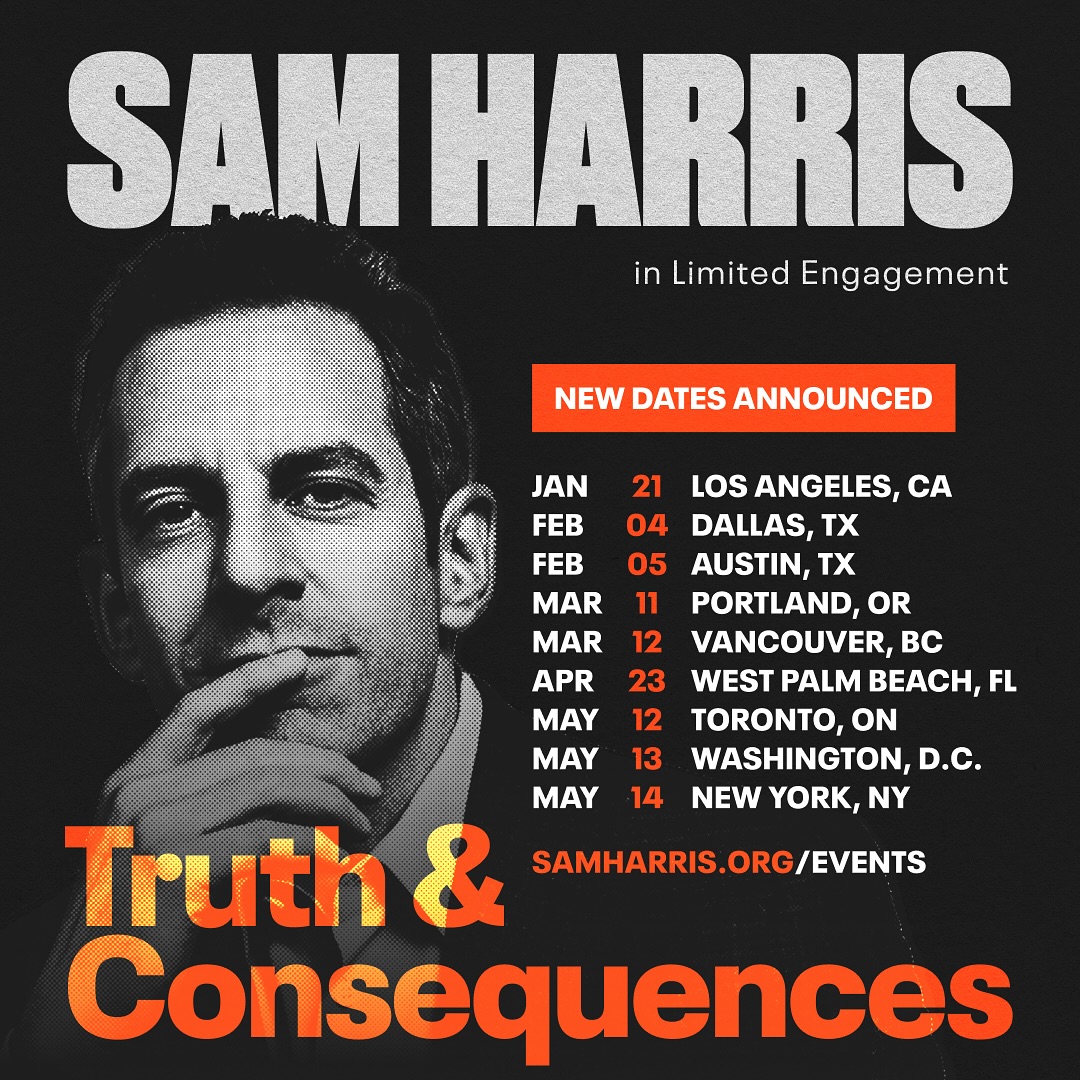 Sam Harris Truth and Consequences Tour Poster 2026